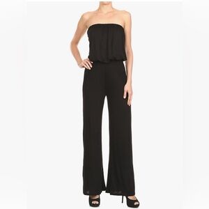 Strapless, tube, black, wide leg, stretchy jumpsuit! Party, cocktail, Size S